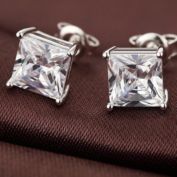 "8MM S925 Sterling Silver CZ Stud Earrings for Women/Girl, US19251036 - Picture 1 of 9